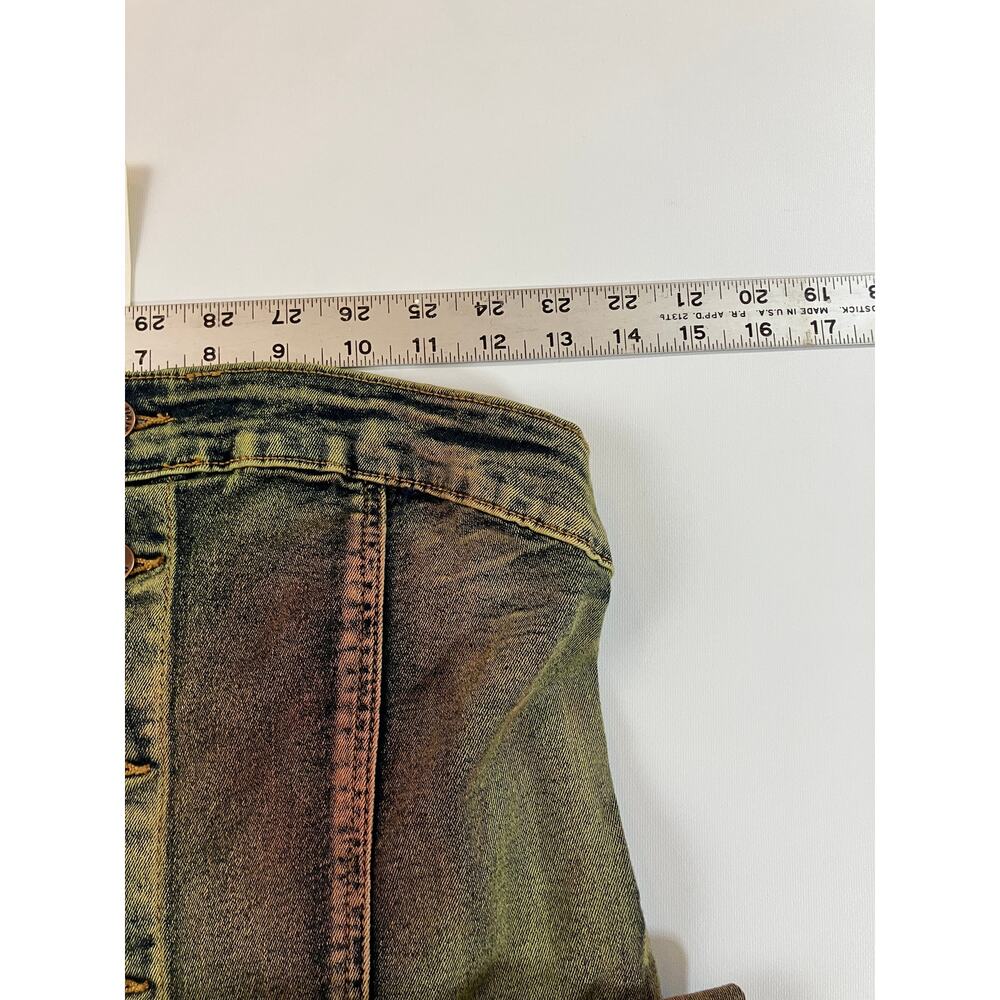 Daisy Women's XL Strapless Cargo Denim Jumpsuit Multicolor Acid Wash Y2K NWT - Picture 7 of 8